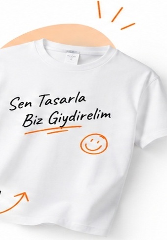 Bi'Tişört tasarımını anlatan beyaz tişört